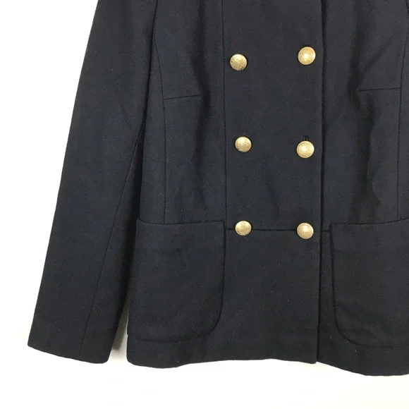 J. Crew Black Pea Coat with Gold Buttons - Picture 6 of 9